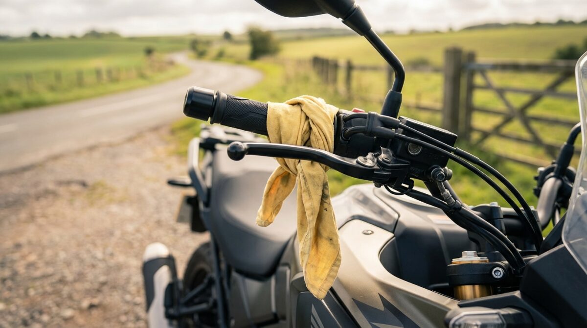 découvrez la signification du chiffon jaune accroché au guidon d'une moto et ce que cela indique aux autres usagers de la route.